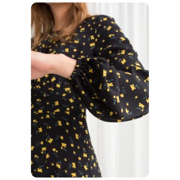 & Other Stories Black Floral Midi Dress - Picture 3 of 9